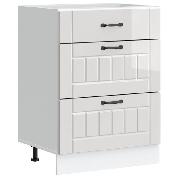 vidaXL Кухненски шкаф "Lucca" с висок гланц, бяло, инженерно дърво