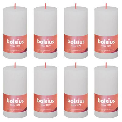 Bolsius Рустик колонни свещи Shine, 8 бр, 100x50 мм, облачно бяло