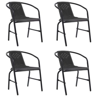 vidaXL Градински столове, 4 бр, пластмасов ратан и стомана, 110 кг