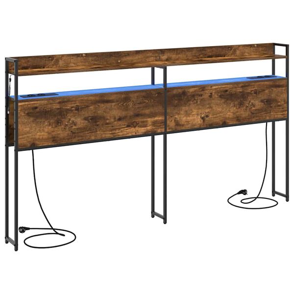 vidaXL Табла за съхранение с рафт Опушен дъб 180 cm Инженерно дърво