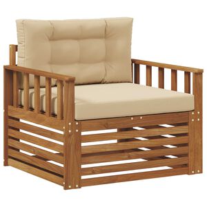 vidaXL Външен диван Солидно акациево дърво и полиестер