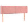 vidaXL LED горна табла за легло, розова, 147x16x78/88 см, кадифе