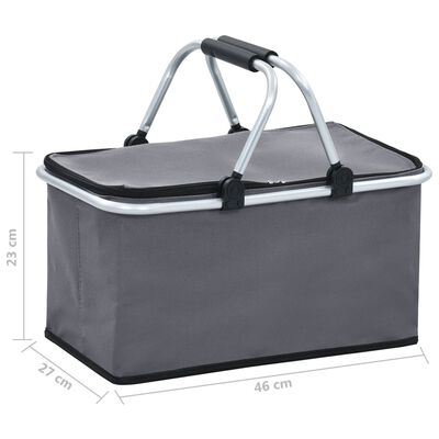 vidaXL Сгъваема хладилна чанта, сива, 46x27x23 см, алуминий