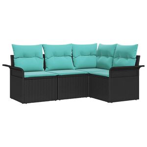 vidaXL Градински Софа Комплект със съхранение 4 pcs Черно полиратан