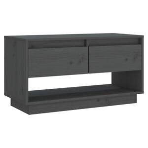 vidaXL ТВ шкаф, сив, 74x34x40 см, бор масив
