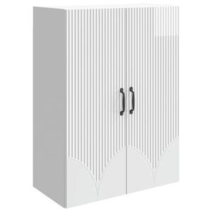 vidaXL Стенно шкафче 66 x 34,5 x 90 см Инженерна дървесина Бял гланц