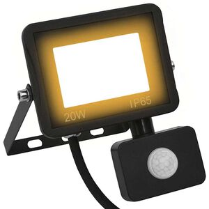 vidaXL LED прожектор със сензор, 20 W, топло бяло
