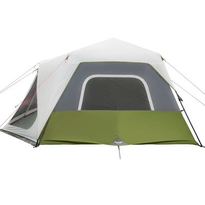 vidaXL Къмпинг палатка с LED лампички, 10-местна, светлозелена