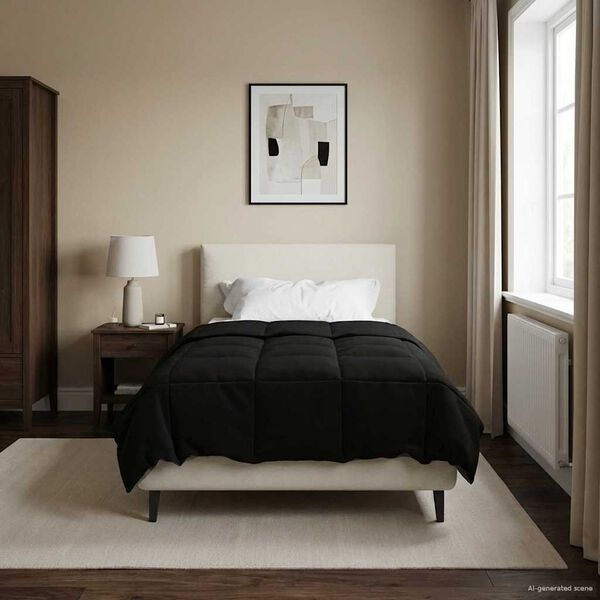 vidaXL Пълно годишно юрганче Патичено Черно 155 x 200 см Микрофибър