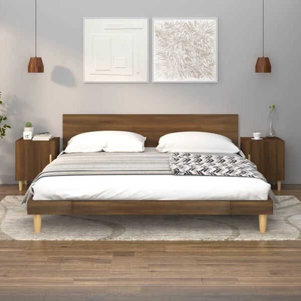 vidaXL Нощни шкафчета, 2 бр, Кафяв дъб, инженерно дърво