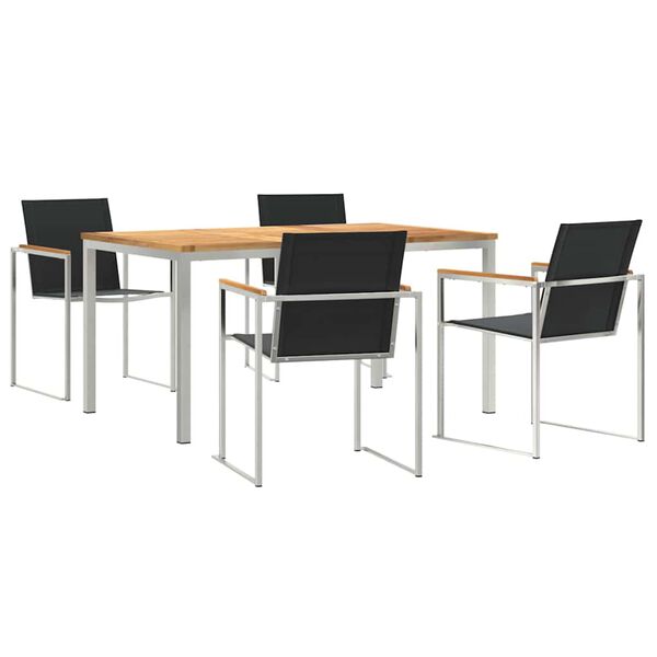 vidaXL Комплект за хранене в градината 5 pcs Солидно тиково дърво