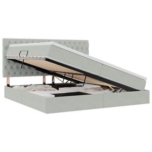 vidaXL Легло с място за съхранение и LED с LED Светлосиво 200 x 200 cm