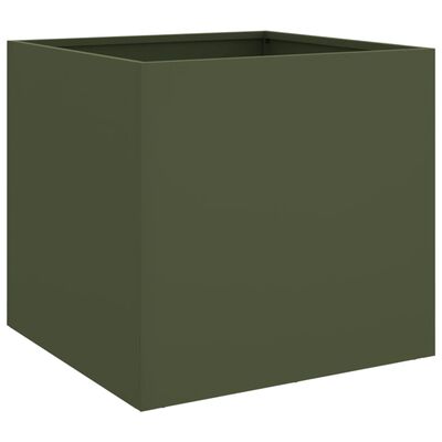 vidaXL Кашпа, маслиненозелена, 42x40x39 см, студеновалцувана стомана
