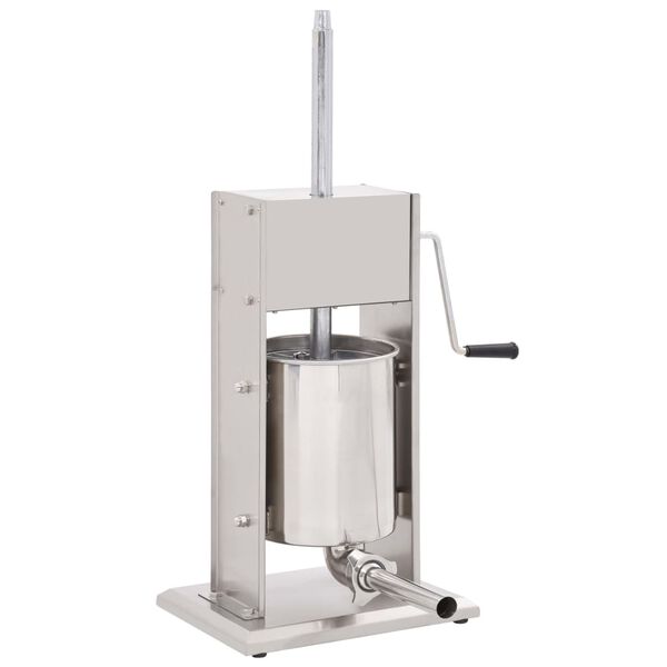 vidaXL Ръчна пълначка за наденици, сребриста, 10 л, неръждаема стомана