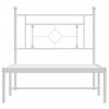 vidaXL Метална рамка за легло с горна табла, бяла, 90x190 см
