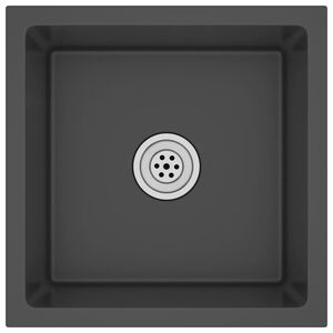vidaXL Ръчно изработена кухненска мивка, черна, неръждаема стомана