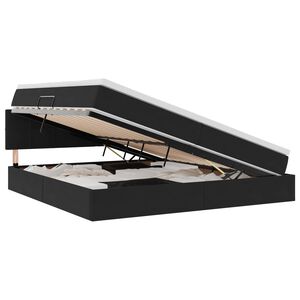 vidaXL Легло с място за съхранение и LED Черно 200 x 200 cm Кадифе