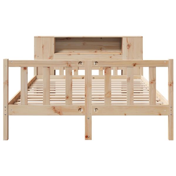 vidaXL Легло с етажерка за книги, без матрак, 160x200 см, бор масив