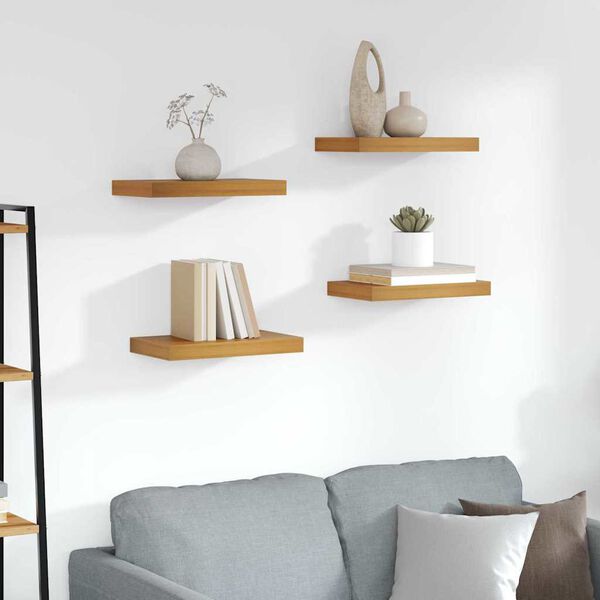 vidaXL Стенен рафт 4 pcs Кафяво 40 x 23,5 x 4 см Инженерно дърво