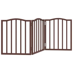 vidaXL Сгъваема преграда за кучета 3 панела кафяв дъб 150 см топола