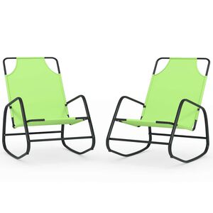 vidaXL Люлеещи се шезлонги, 2 бр, зелени, стомана и textilene
