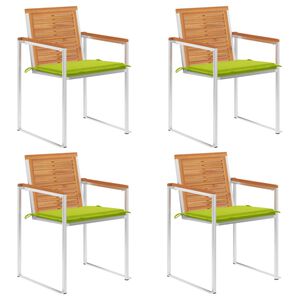 vidaXL Градински столове 4 бр с възглавници масивно акациево дърво