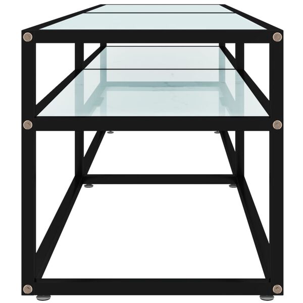 vidaXL ТВ шкаф, бял мрамор, 160x40x40,5 см, закалено стъкло