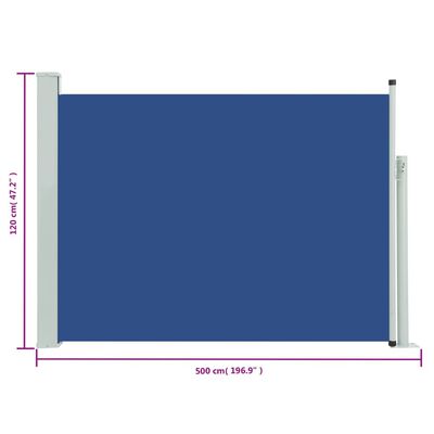 vidaXL Прибираща се дворна странична тента, 117x500 см, синя