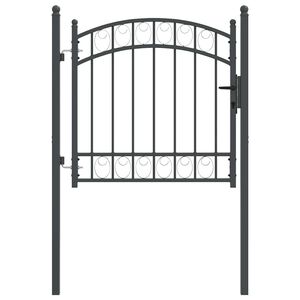vidaXL Врата за ограда EMMEN 100 x 100 cm Прахово покритие стомана Сив