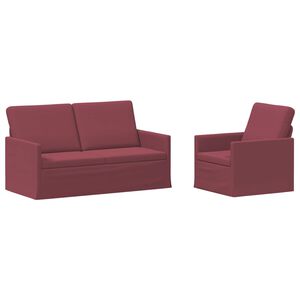 vidaXL Комплект дивани 2 pcs Виненочервен Текстил