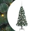 vidaXL Изкуствен светещ коледен дърво с комплект топки Зелен 120 cm
