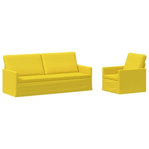 vidaXL Комплект дивани 2 pcs Светло жълто Текстил