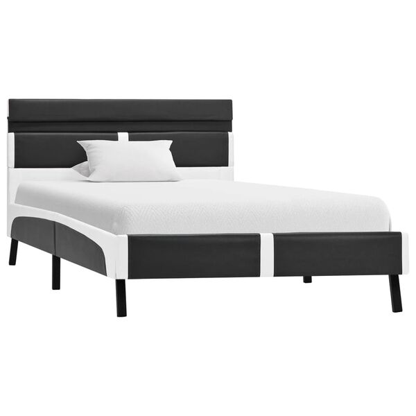 vidaXL Рамка за легло с LED, сива, изкуствена кожа, 90x200 cм