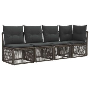 vidaXL Диван за четирима с лява ръка 4 pcs 4-Брой места Сиво полиратан