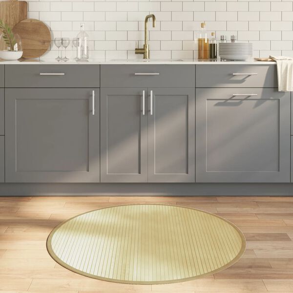 vidaXL Килим, кръгъл, светъл натурален, 100 см, бамбук