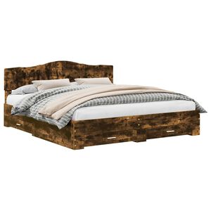 vidaXL Рамка за легло с таблото Димян дъб 200 x 200 cm Инженерно дърво