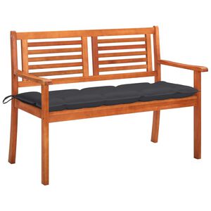 vidaXL 2-местна градинска пейка с възглавница, 120 cм, евкалипт масив