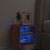 vidaXL Стенен ТВ шкаф с LED осветление, кафяв дъб, 30x28,5x30 см