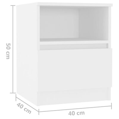 vidaXL Нощнo шкафче, бяло, 40x40x50 см, ПДЧ