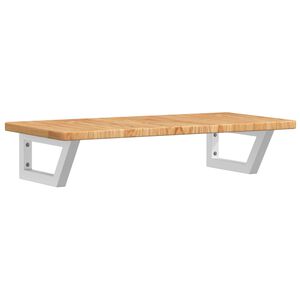 vidaXL Стенен рафт за мивка, стомана и масивно дърво дъб