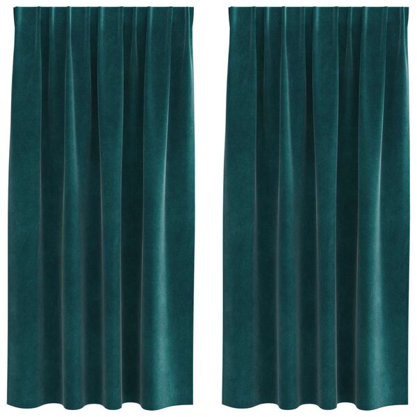 vidaXL Затъмняващи завеси 2 pcs Тъмен зелен 140 x 175 cm Кадифе
