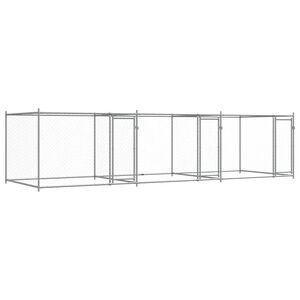 vidaXL Кучешка клетка с врати сива 6x2x1,5 м поцинкована стомана
