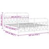 vidaXL Метална рамка за легло с горна и долна табла, бяла, 183x213 см