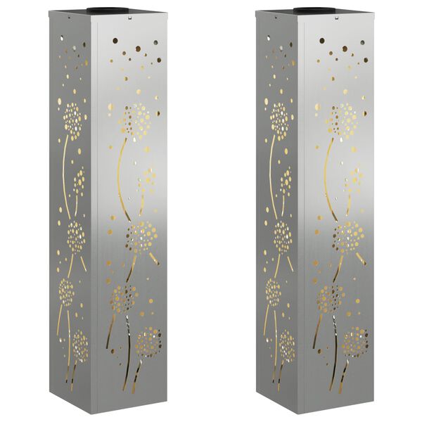 vidaXL Соларна LED светлина за пътека 2 pcs Ръждясало Галванизирана