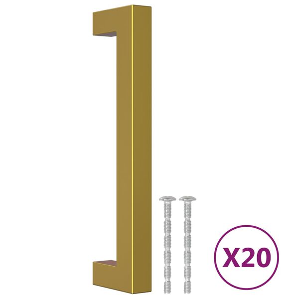 vidaXL Дръжки за шкафове, 20 бр, златиста, 128 мм, неръждаема стомана