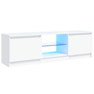 vidaXL ТВ шкаф с LED осветление, бял, 120x30х36 см