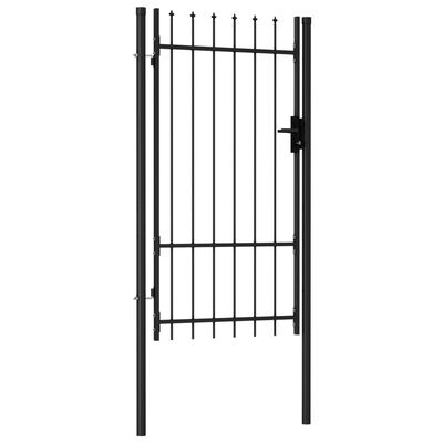 vidaXL Оградна порта една врата с остри върхове стомана 1х1,75 м черна