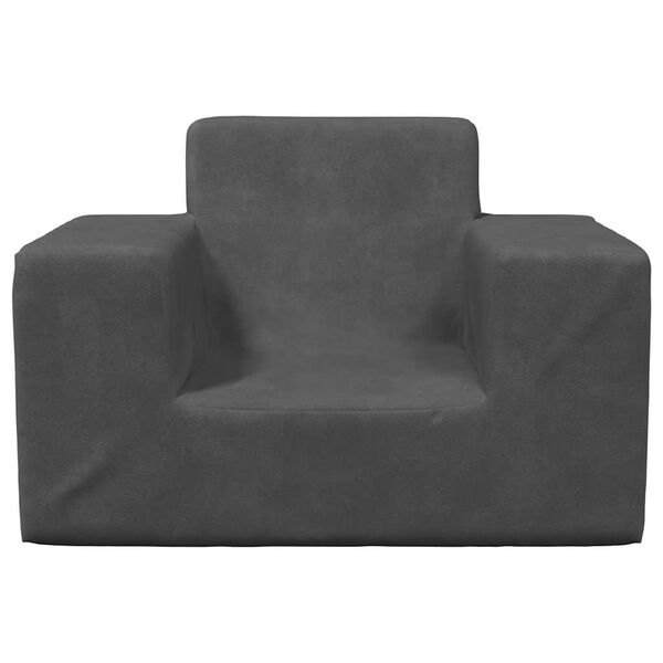 vidaXL Детски диван, антрацит, мек плюш