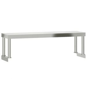 vidaXL Рафт за работна маса, 110x30x35 см, неръждаема стомана