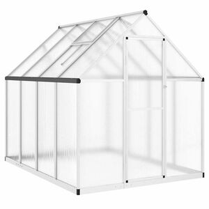 vidaXL Оранжерия с основа рамка сребрист 224x169x195 см алуминий